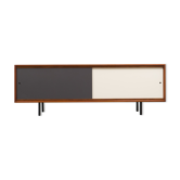 Enfilade années 60, vintage, portes colorées, teck, 220cm