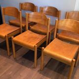 Suite of 6 stackable fir chairs