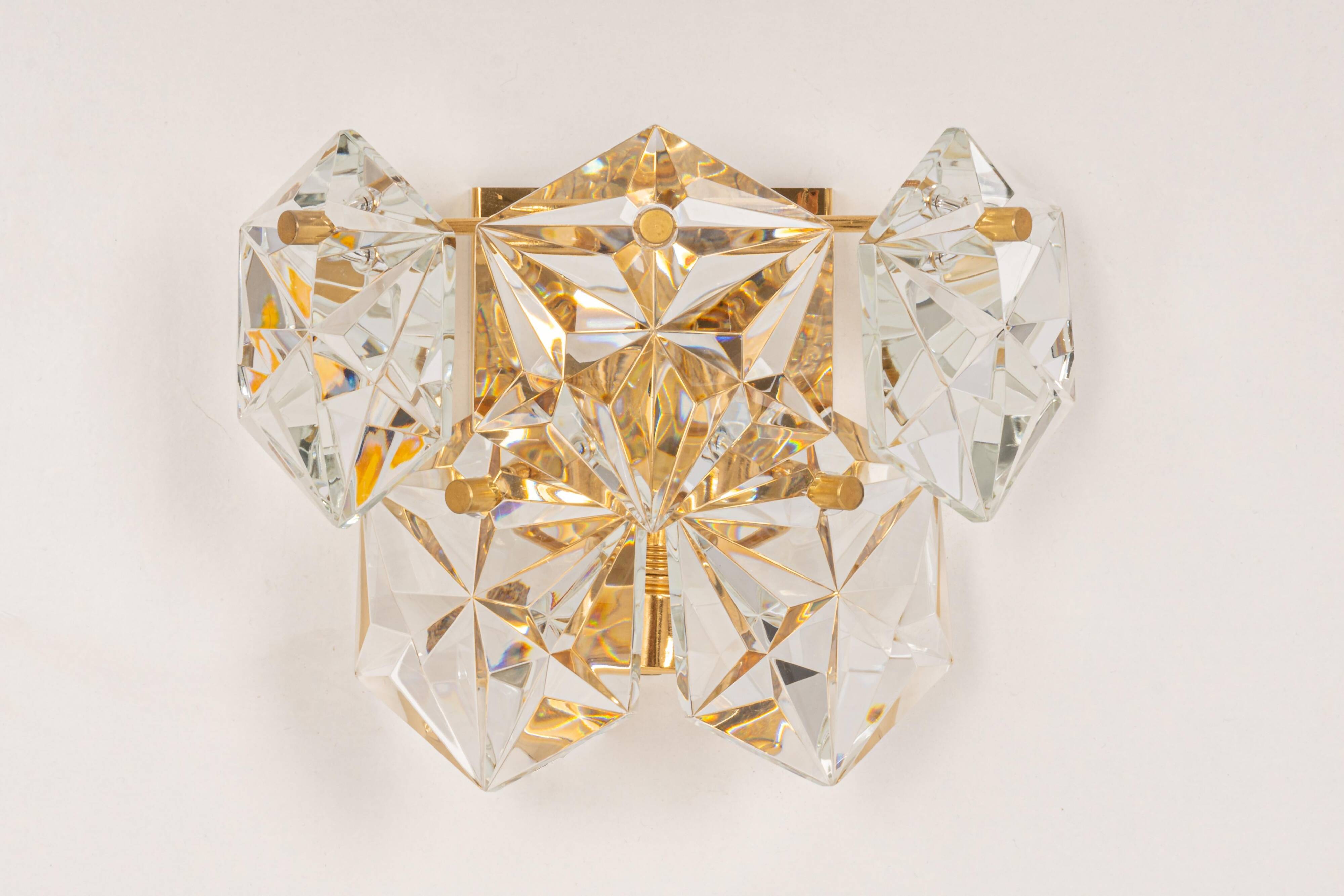 pair of crystal wall lights by Kinkeldey, Germany, 1970s.