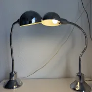 Pair of vintage 1940 Jumo 210 chrome desk lamps - 50 cm