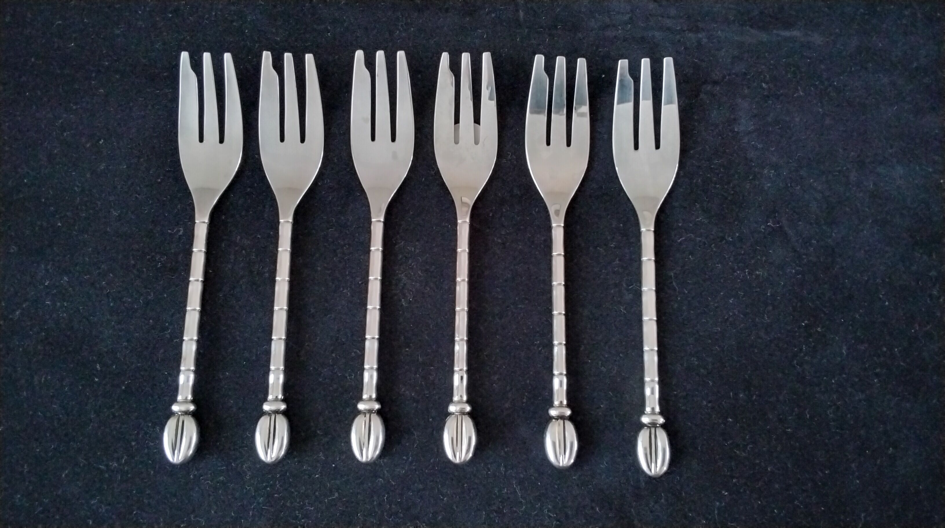 6 fourchettes à gateaux en acier inoxydable