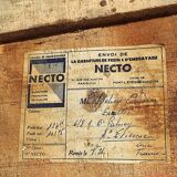 Industrial box in raw fir wood shipping SNCF bicycle equipment Necto 50s 1950s