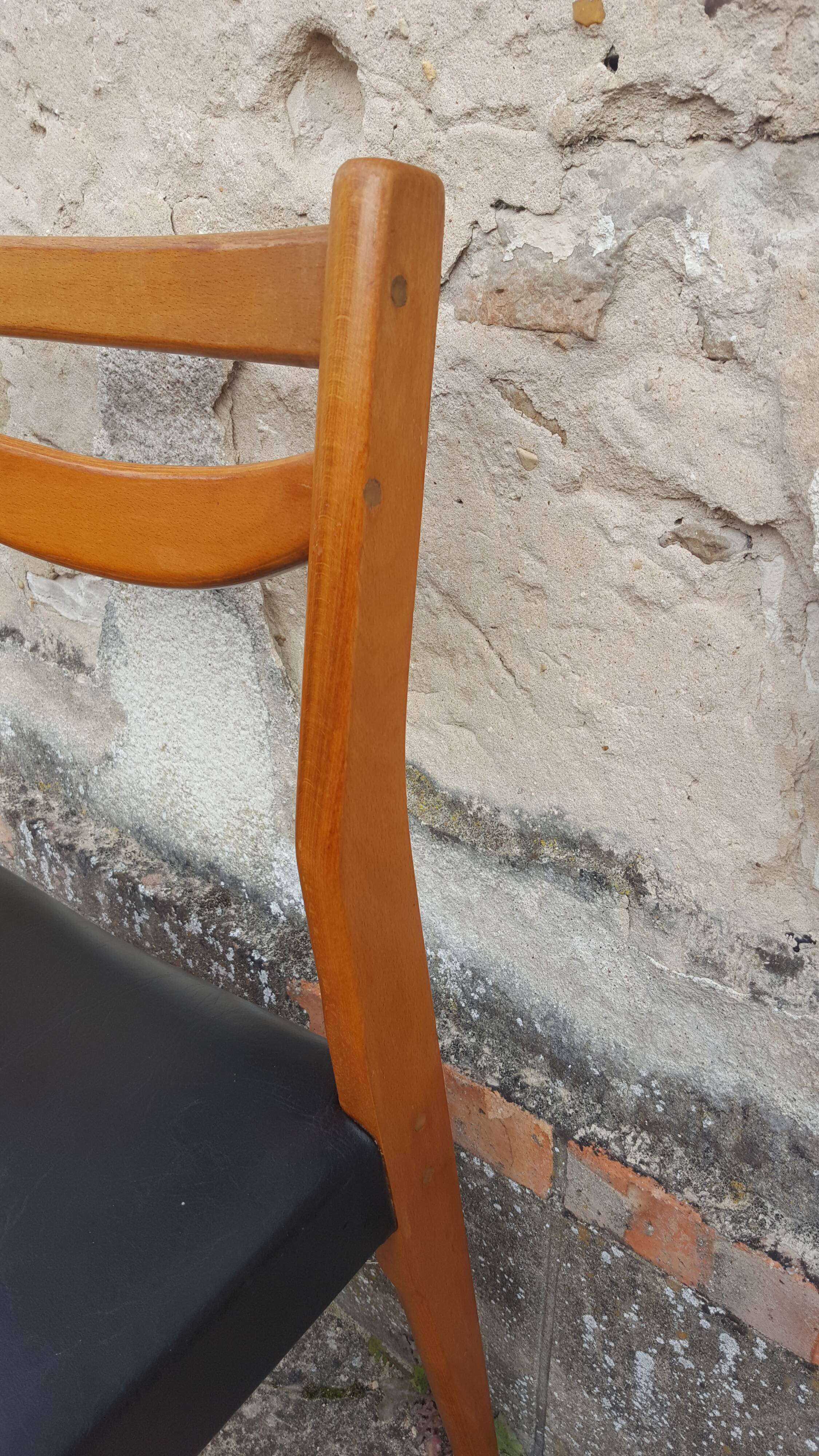 6 scandinavian chairs vintage beech and skai