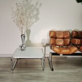 Coffee table 70's white and chrome