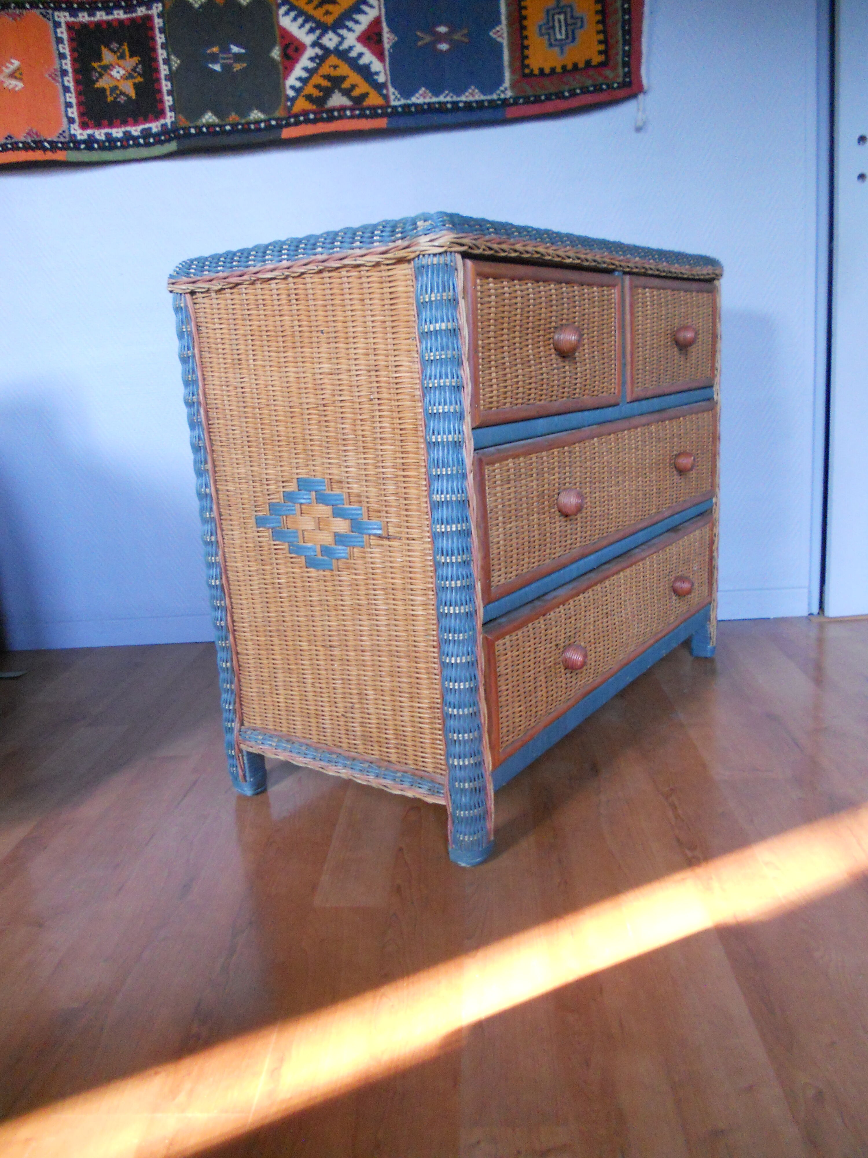 Vintage rattan dresser