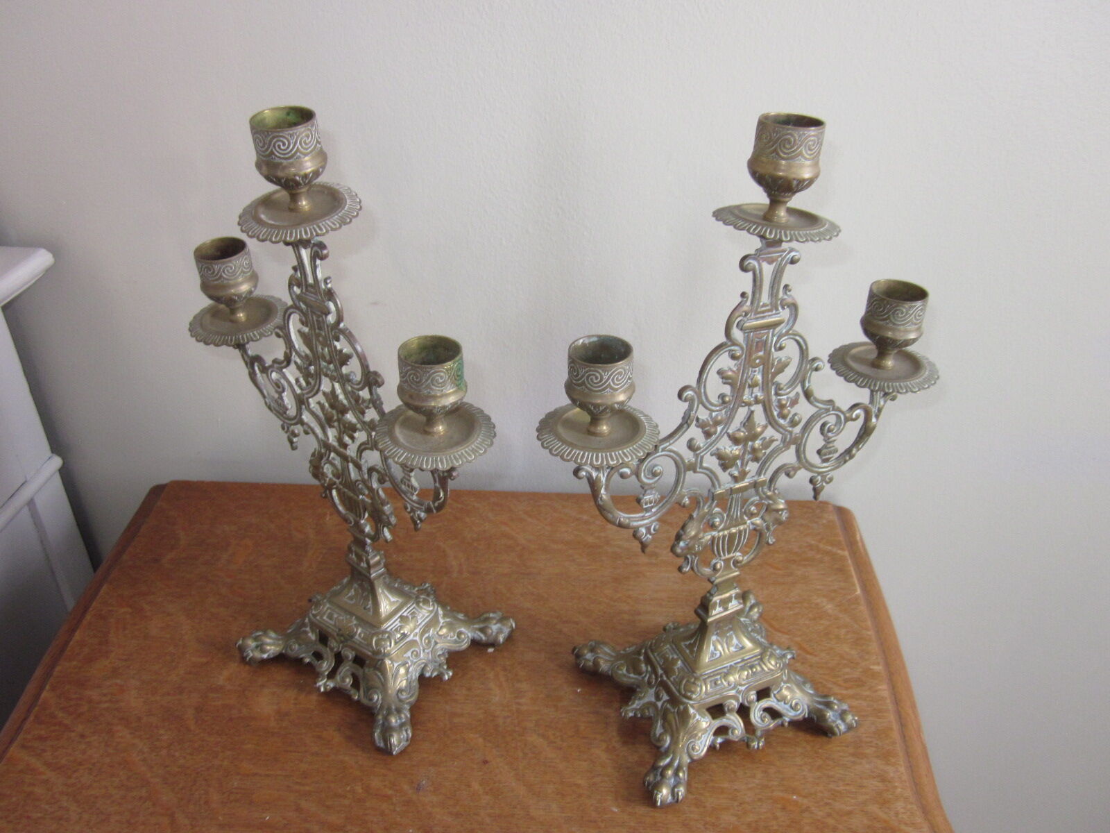 Pair of old candlestick candle holder