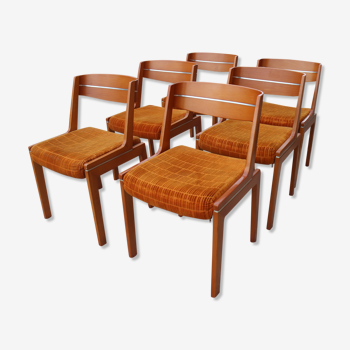 Series of 6 teak chairs 1970