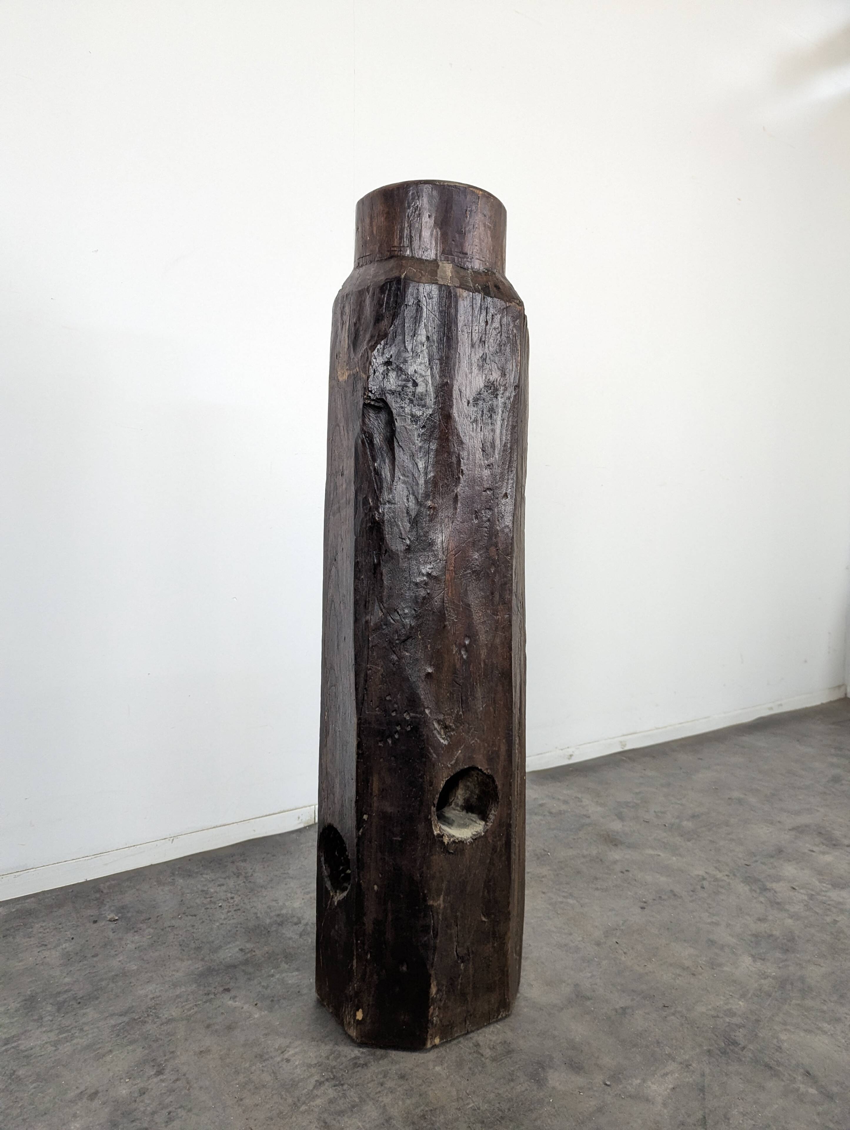 Brutalist presentation column in solid oak