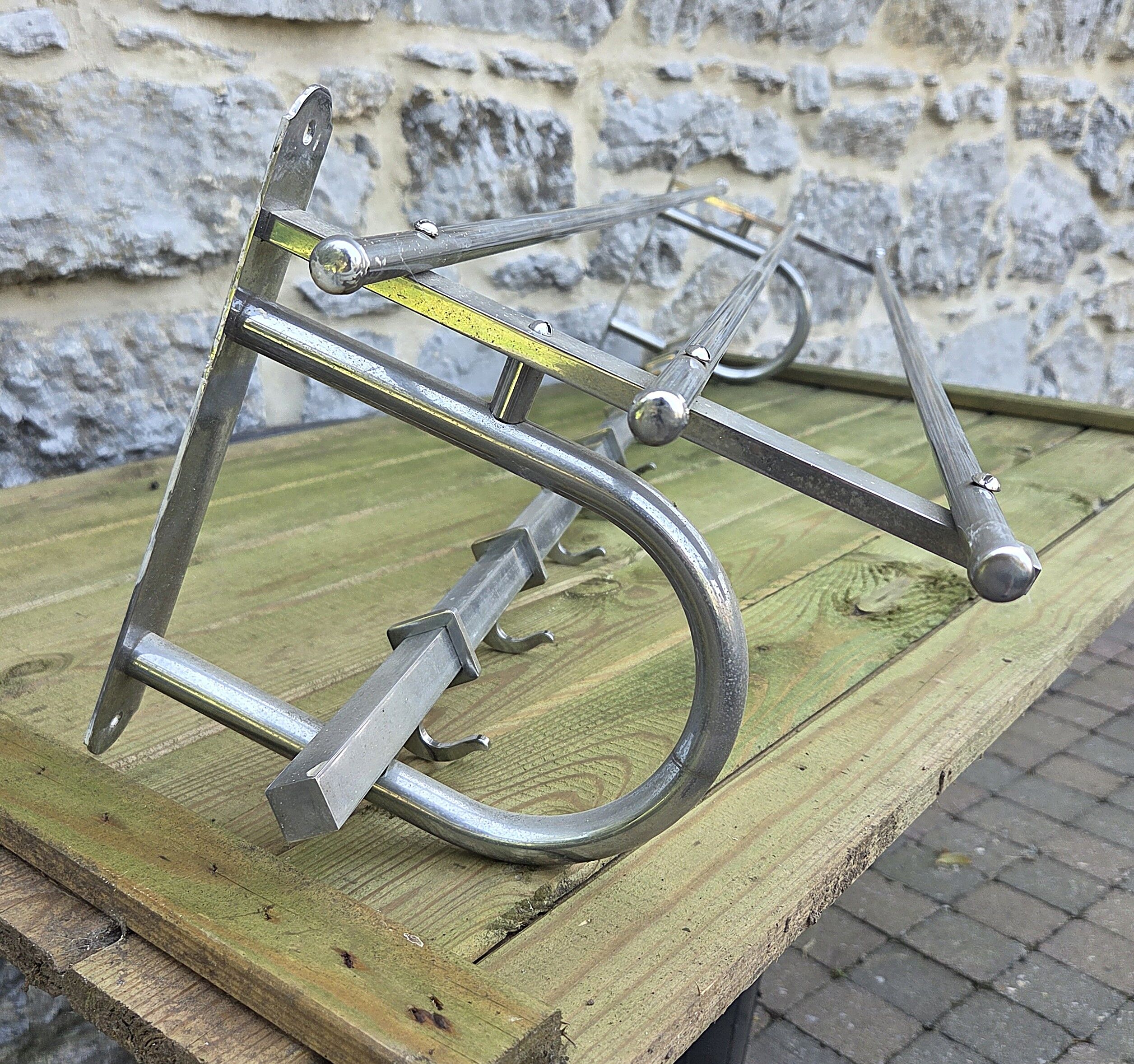 Chrome Art Deco wall coat rack