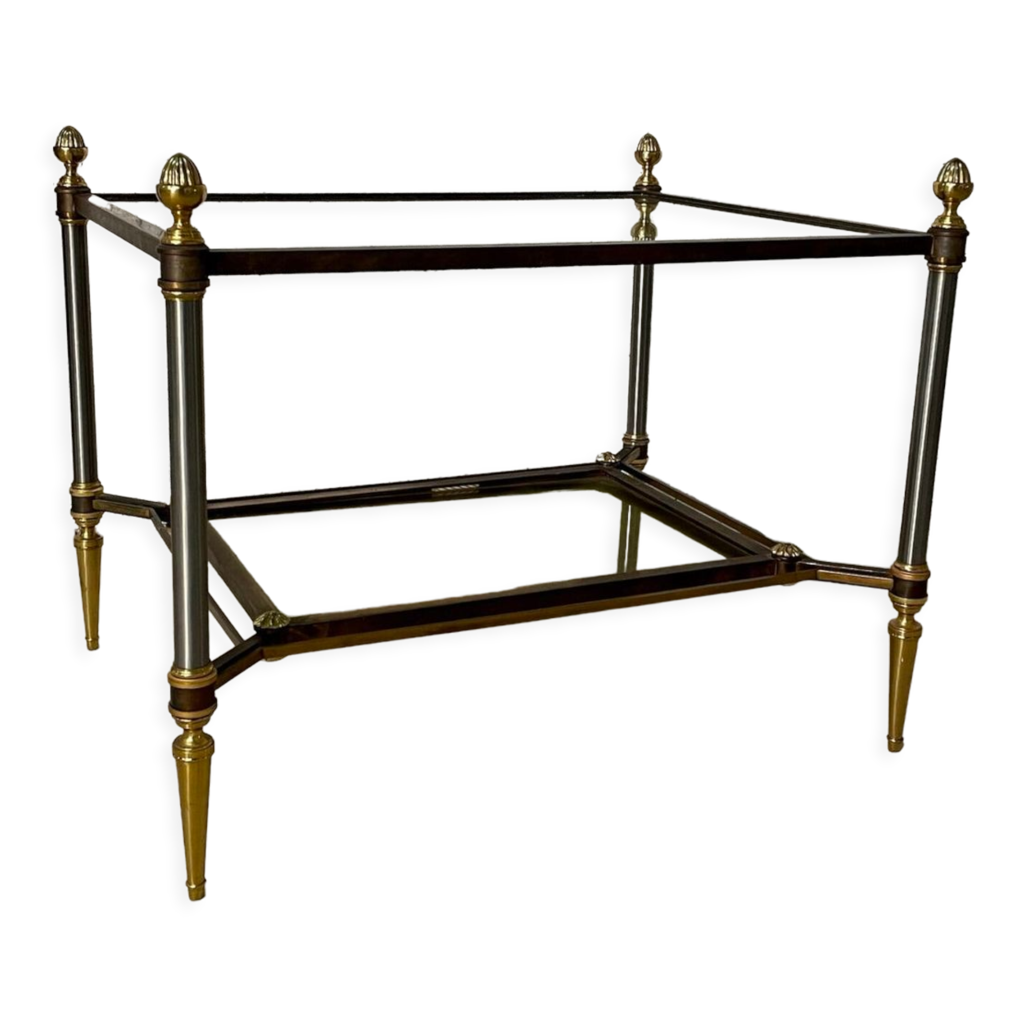 Brass, steel and patinated brass sofa end 1960