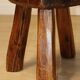 Vintage brutalist low stool in solid ash, 1960s