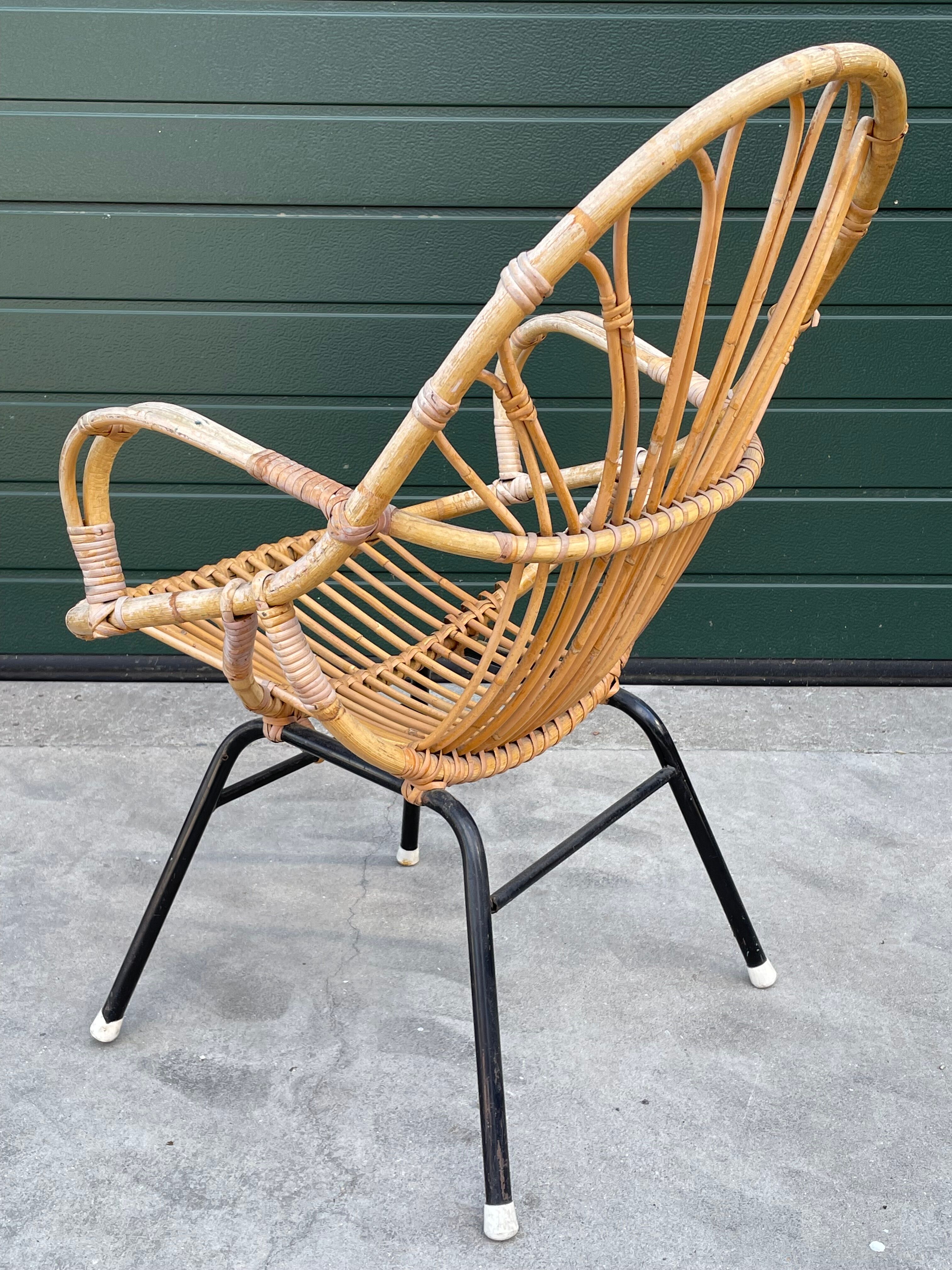 Rattan chair by Dirk van Sliedregt Rohe Noordwolde 1960 in the Netherlands