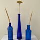 Lot de 3 bouteilles en verre bleu cobalt