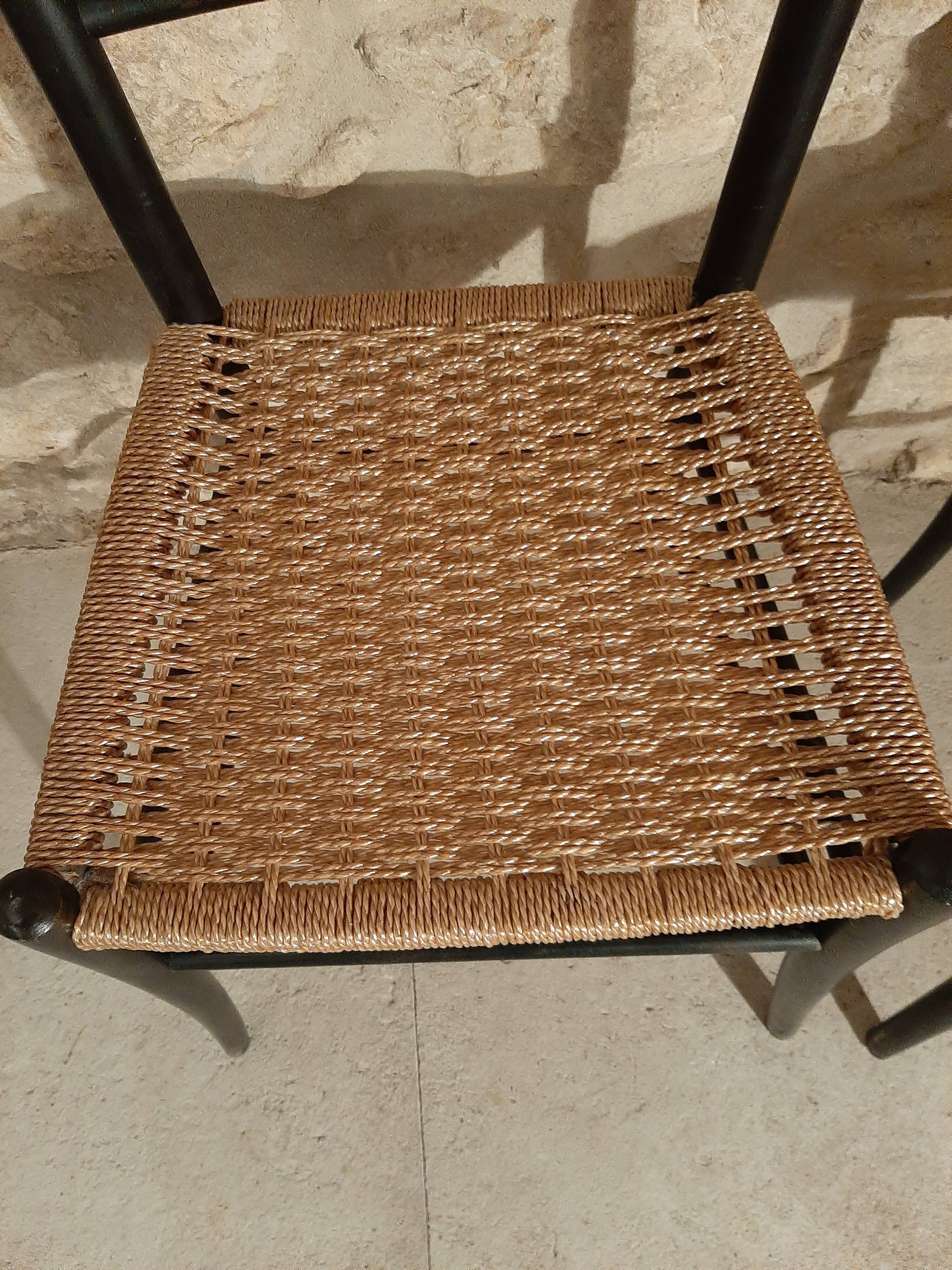 Pair of wooden chairs and rope Italy 1960