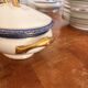 Small Soup Tureen Porcelain Limoges Blue Gold Betoule & Legrand France 1/2