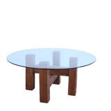Table basse en bois et plateau verre de 80cm