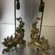 Paire lampe XlXème, devant de cheminée bronze rocaille style Louis XV