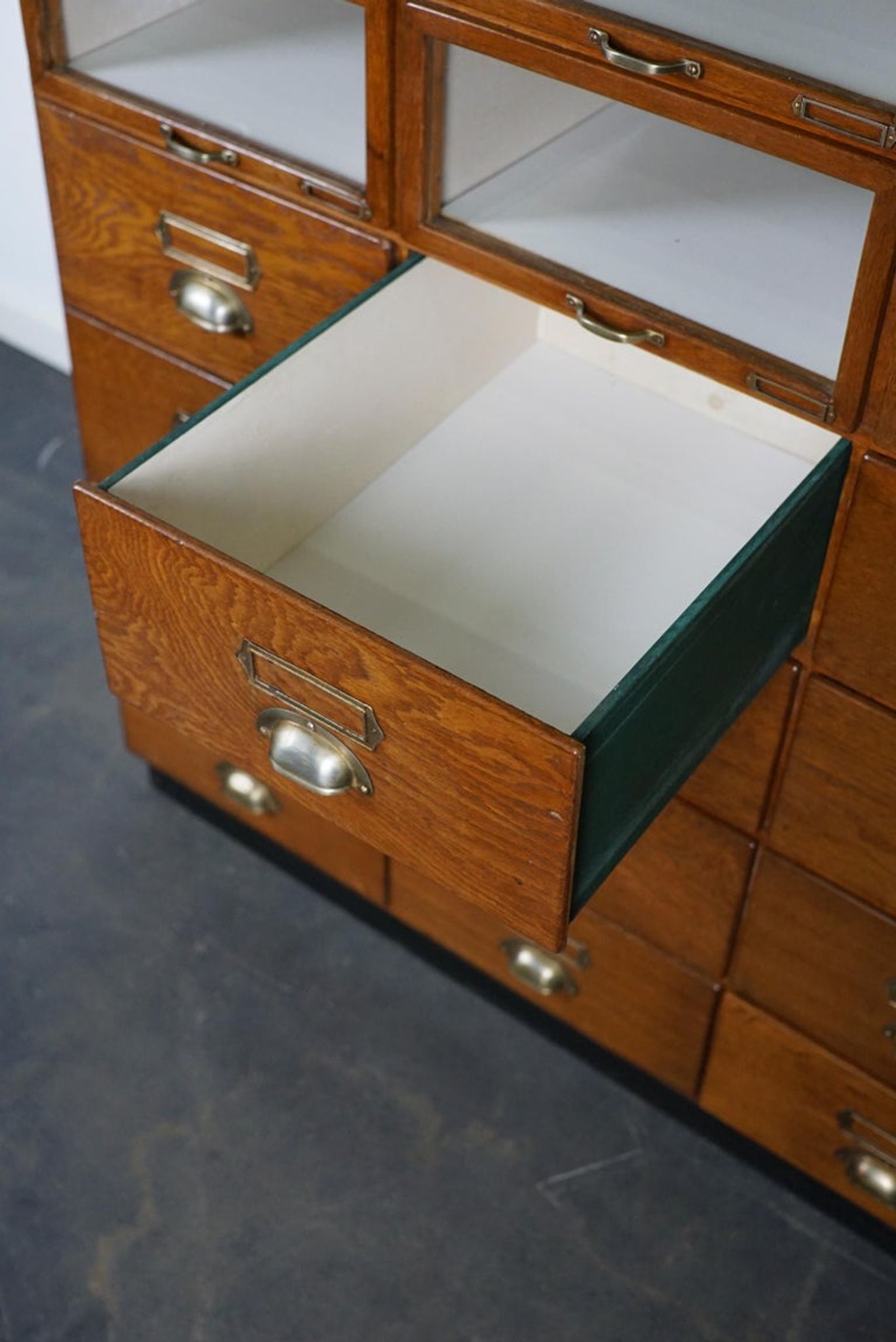 Vintage oak haberdashery shop furniture, Netherlands, 1930s