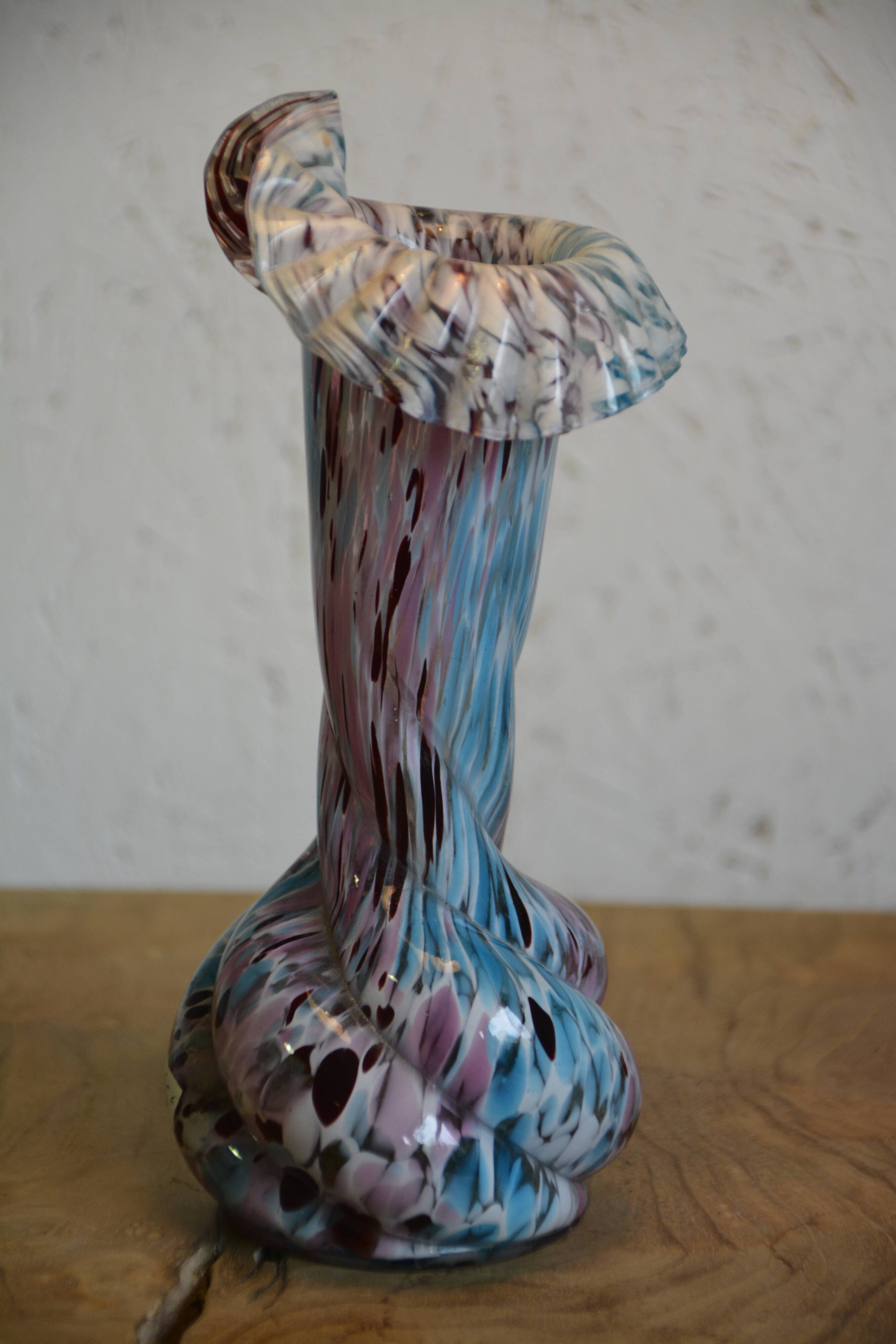 Pink and twisted blue vase