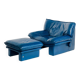 Vintage blue leather armchair and pouf by Nicoletti Salotti - Italy 80s