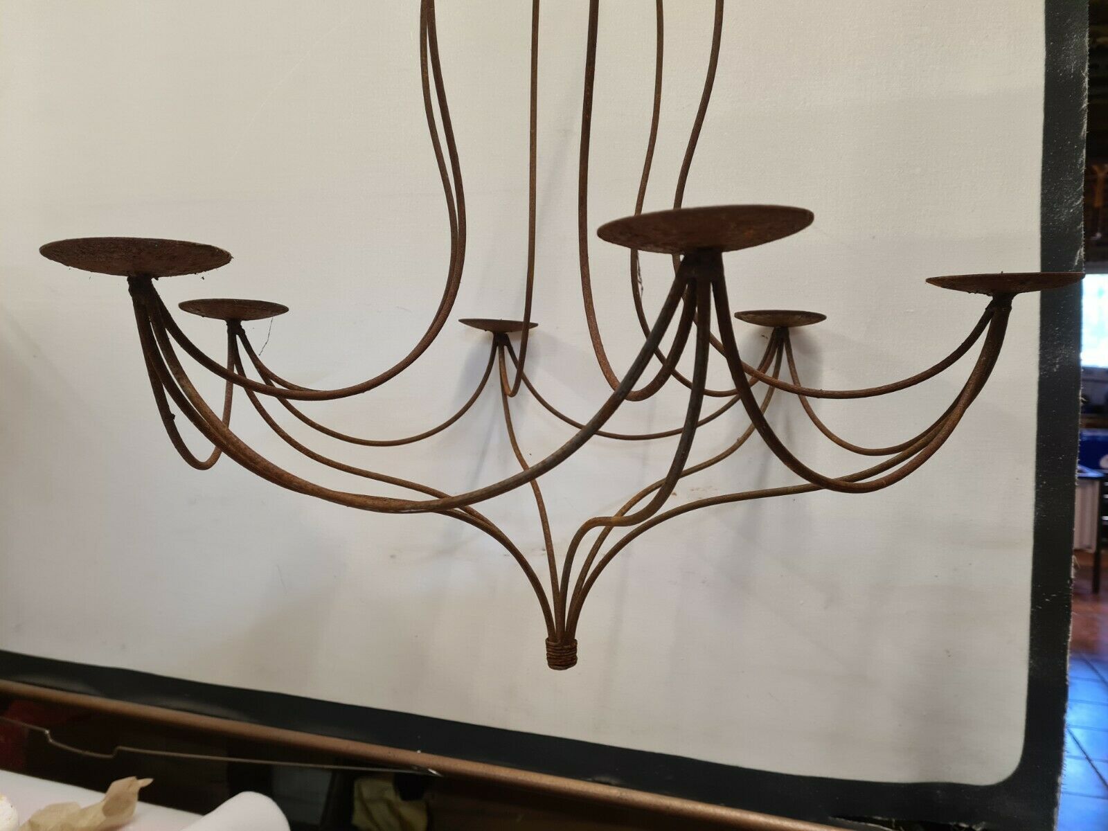 Wrought iron candle chandelier