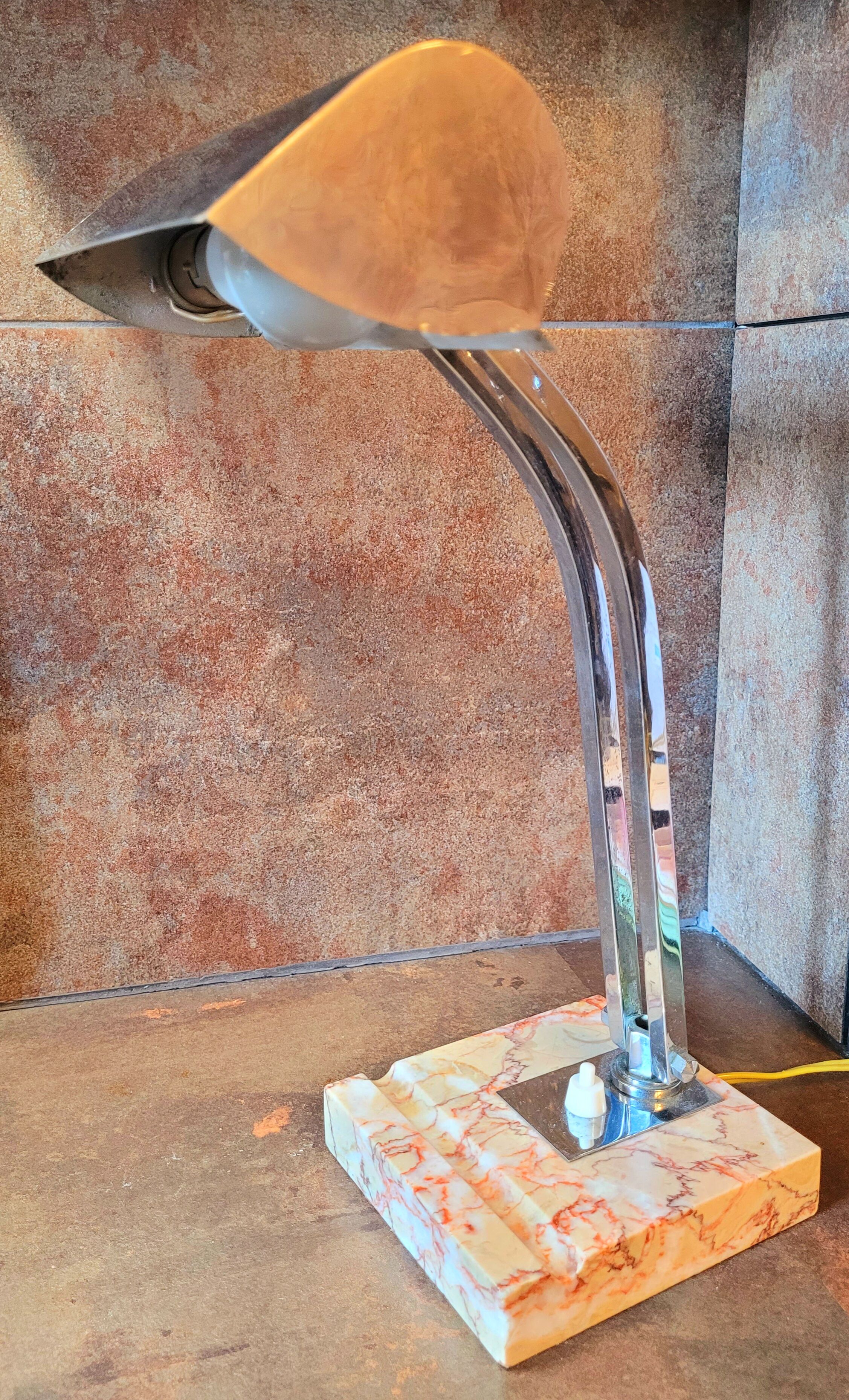 Antique Vintage Art Deco Chrome Metal Desk Lamp