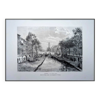 Utrecht, Netherlands, Vintage engraving, printed in 1879.