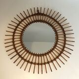 Small Rattan Mirror. French work. Around 1970