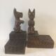 Paire de serre livres bois chiens scottish art déco