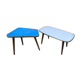 Lot of two vintage coffee tables feet compass