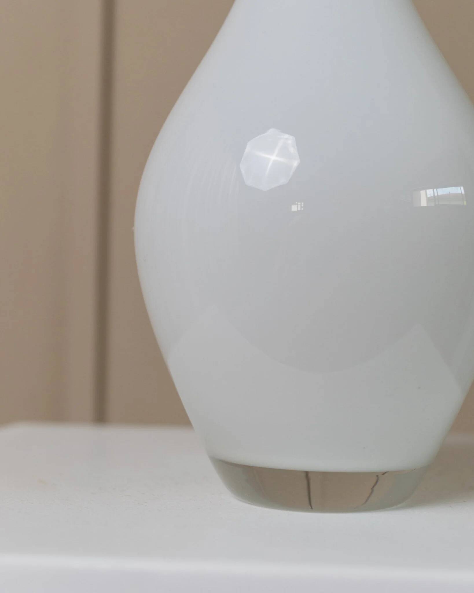 Vintage white milk-glass Salong vase by Johanna Jelinek for IKEA - mouth-blown glass, Scandinavian design