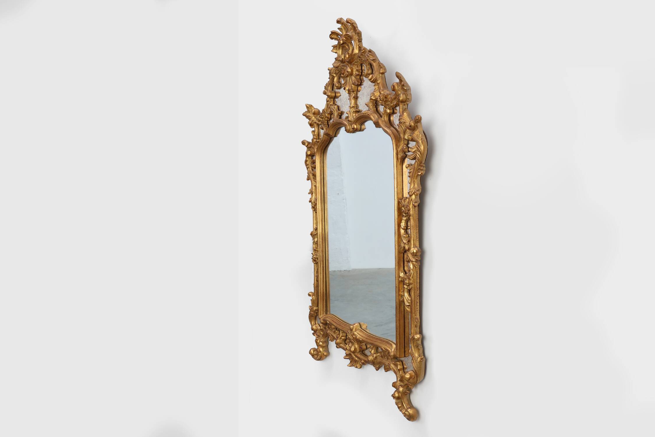 20th century large gilded baroque style mirror by Deknudt, Belgium
