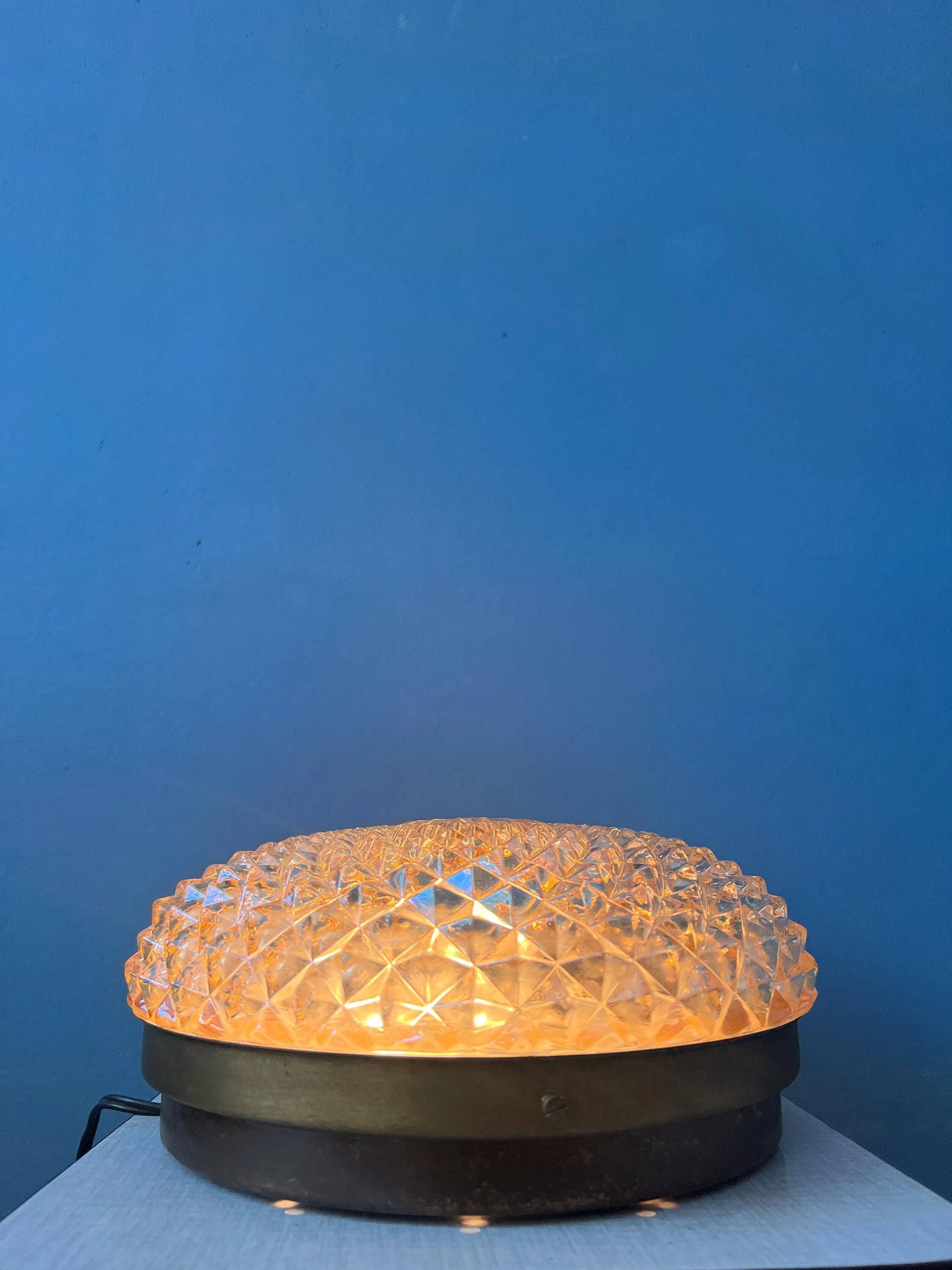 Plafonnier encastré Mid-Century en verre cristal