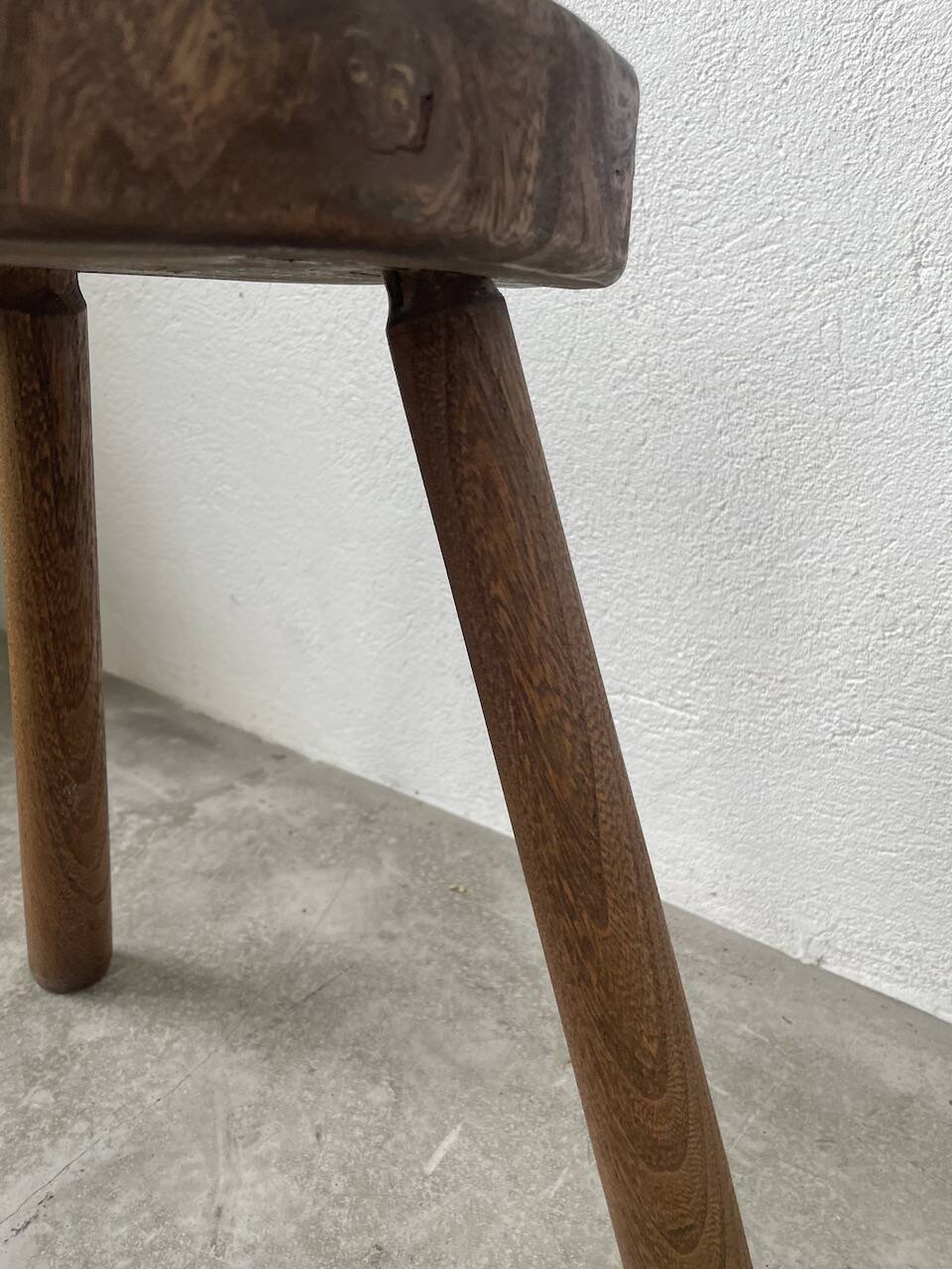 50s tripod oak stool
