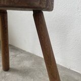 50s tripod oak stool