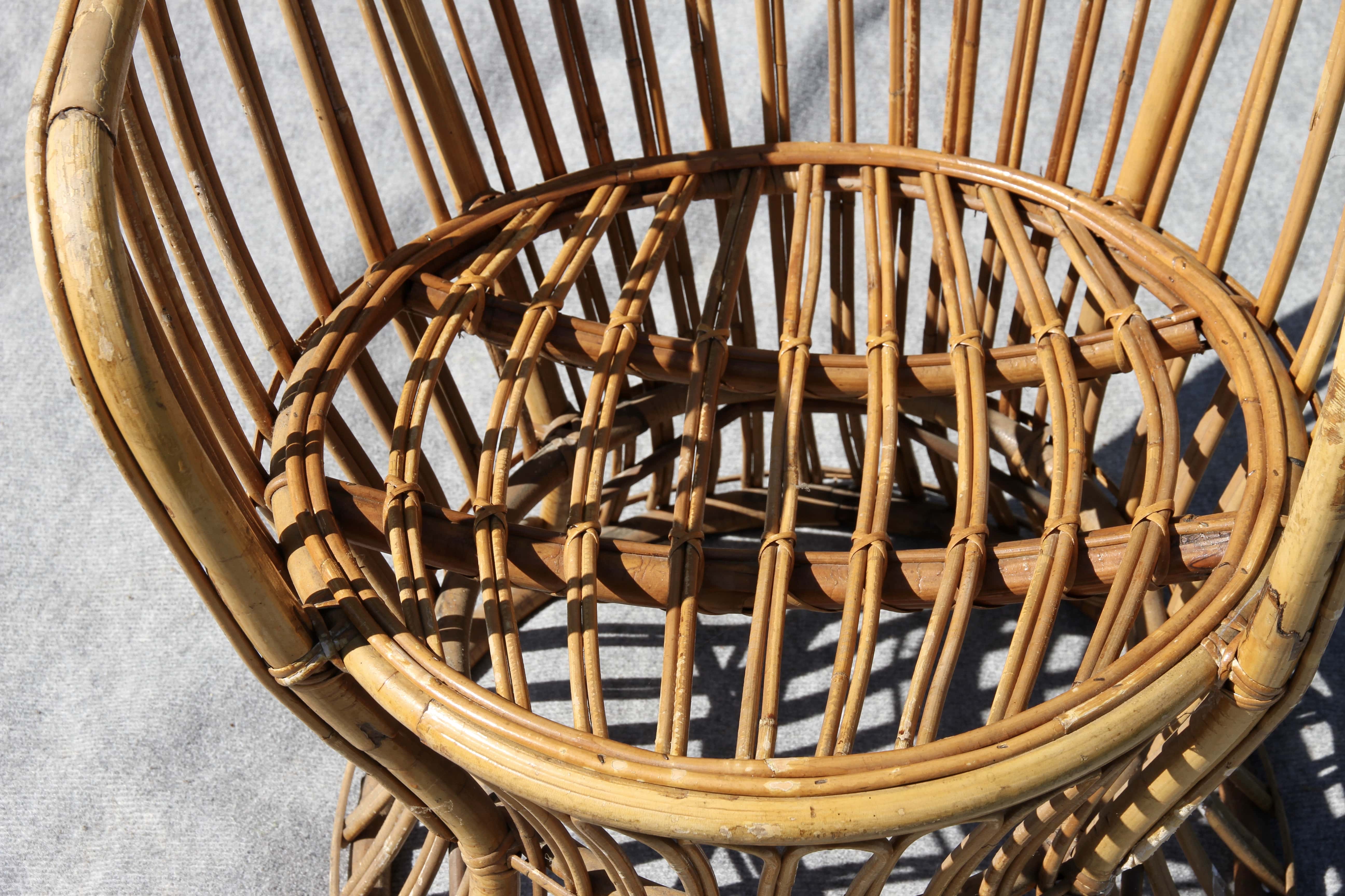 Emmanuelle-style wicker armchair, 20th century