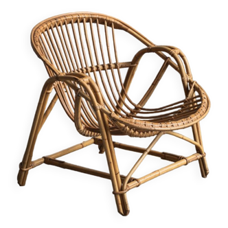 Easy chairs in rattan and bamboo, 1950s