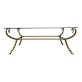 Coffee table in gilded brass and glass