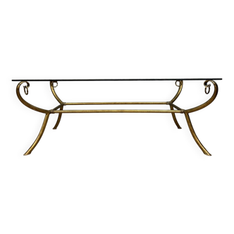 Table basse en laiton doré et verre