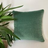 Coussin bi face motif floral vert tissé