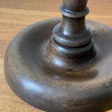 Wooden table lamp and striped lampshade