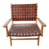 Fauteuil en cuir brun Olivier de schrijver signé et numérotés circa 1990