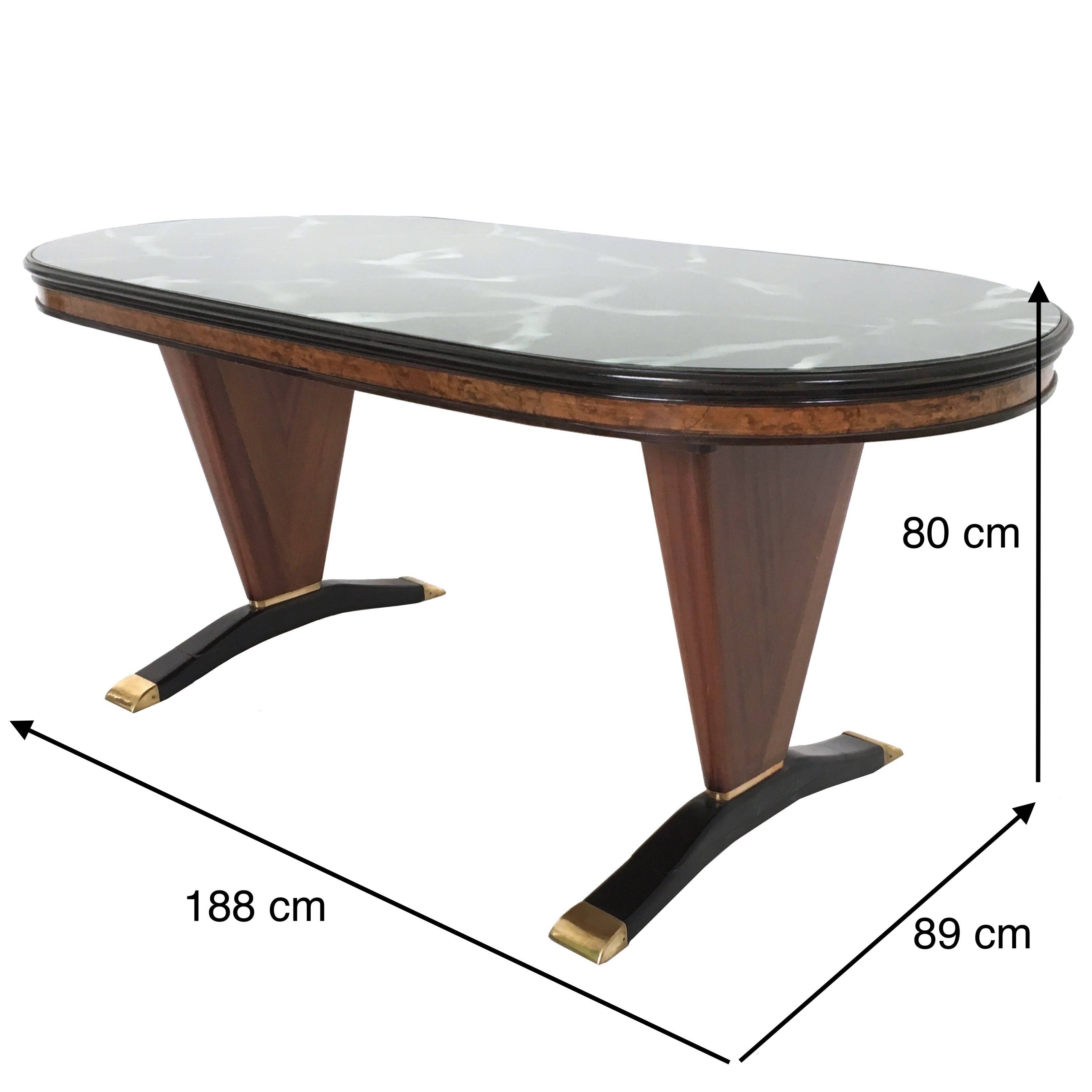 Oval Shaped Wooden Dining Table with Green Marble Effect Top, Italy