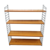 Vintage wall shelf in teak veneer and black metal, Nisse Strinning, 60s