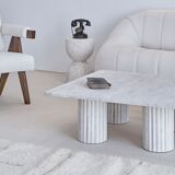 Natural travertine square coffee table