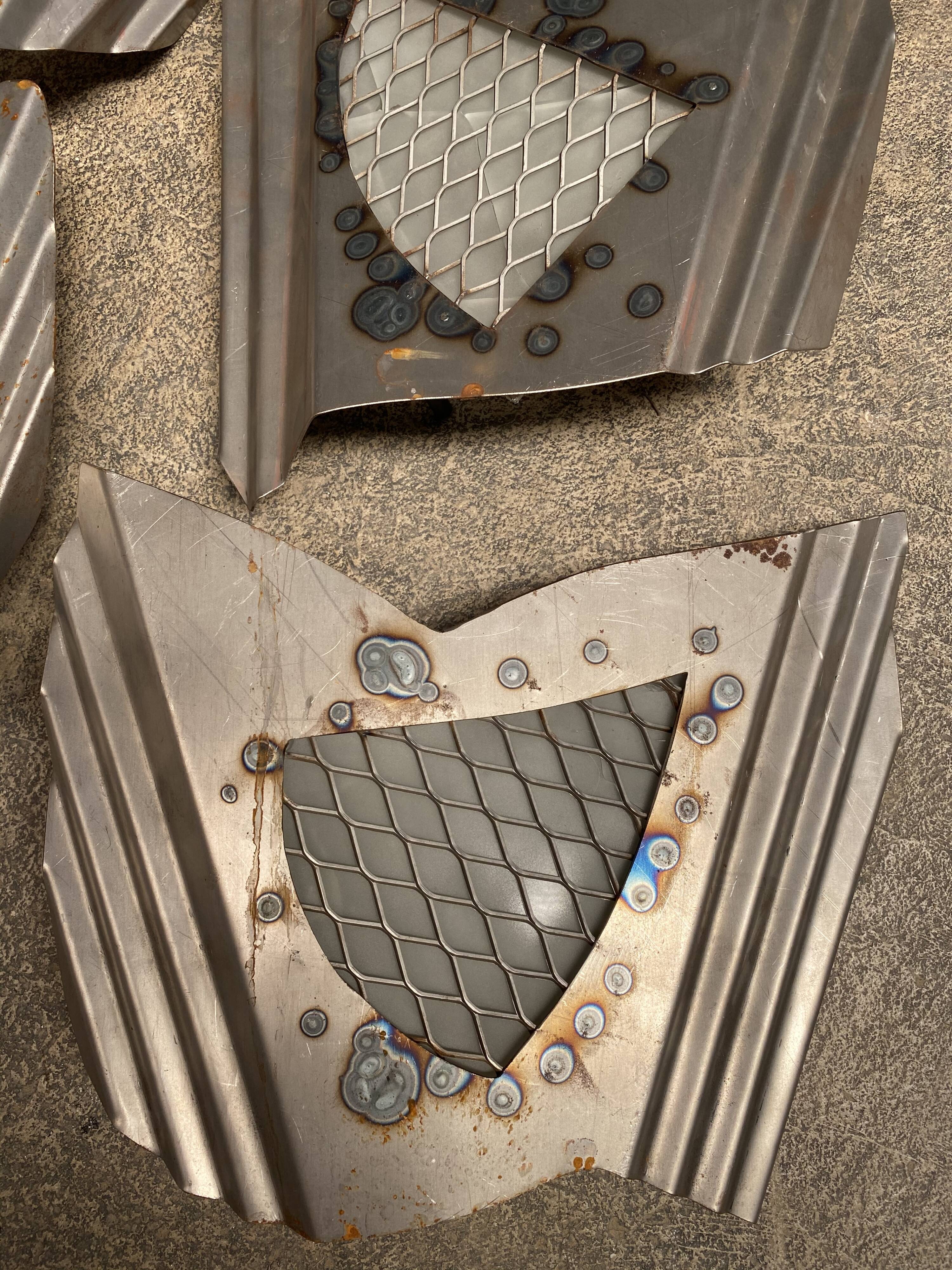 Lot of ten wall sconces industrial design steel