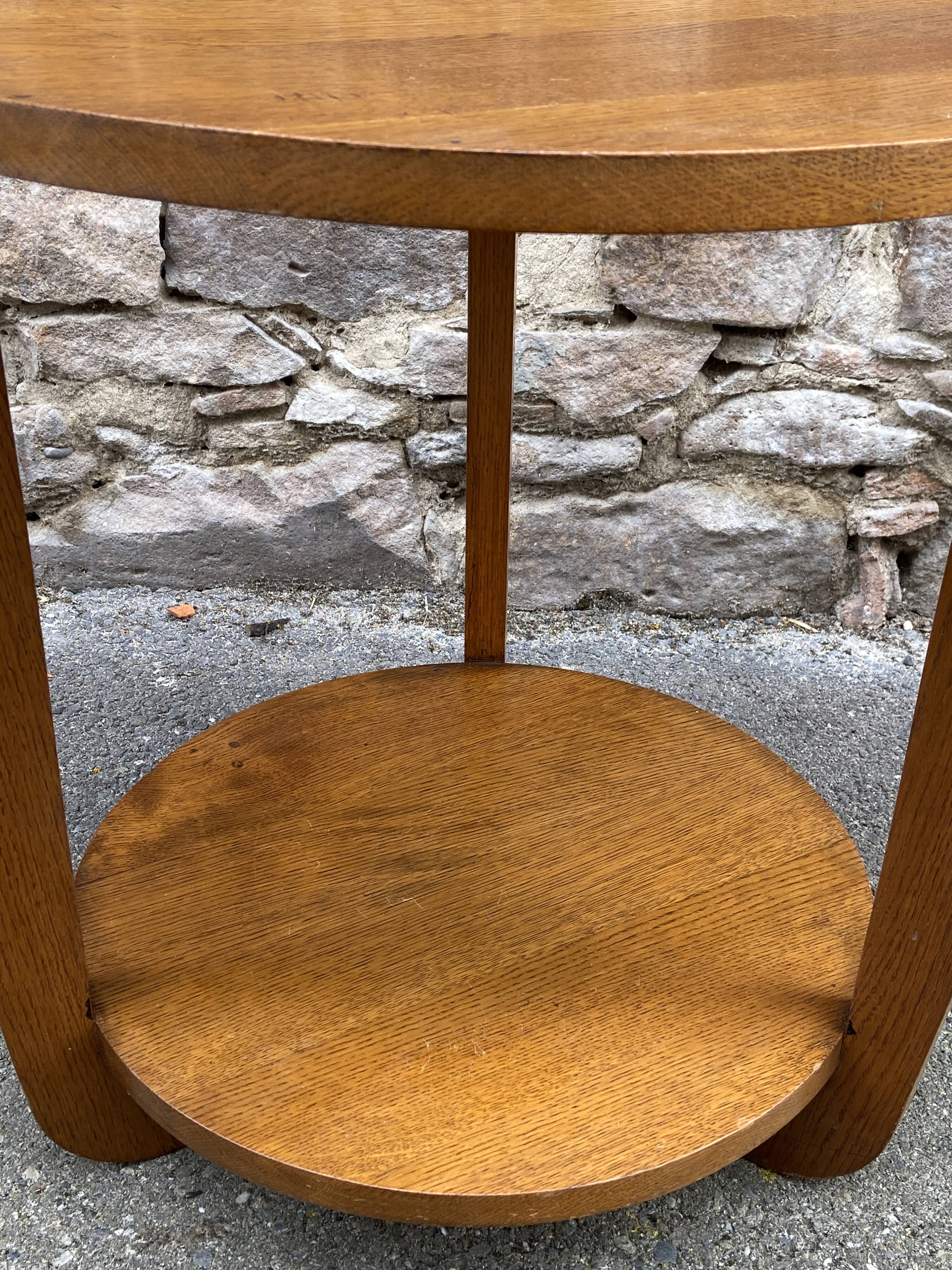 Art Deco pedestal table, 1940s design, in oak