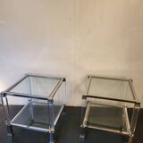 Pair of chrome-plated brass sofa ends