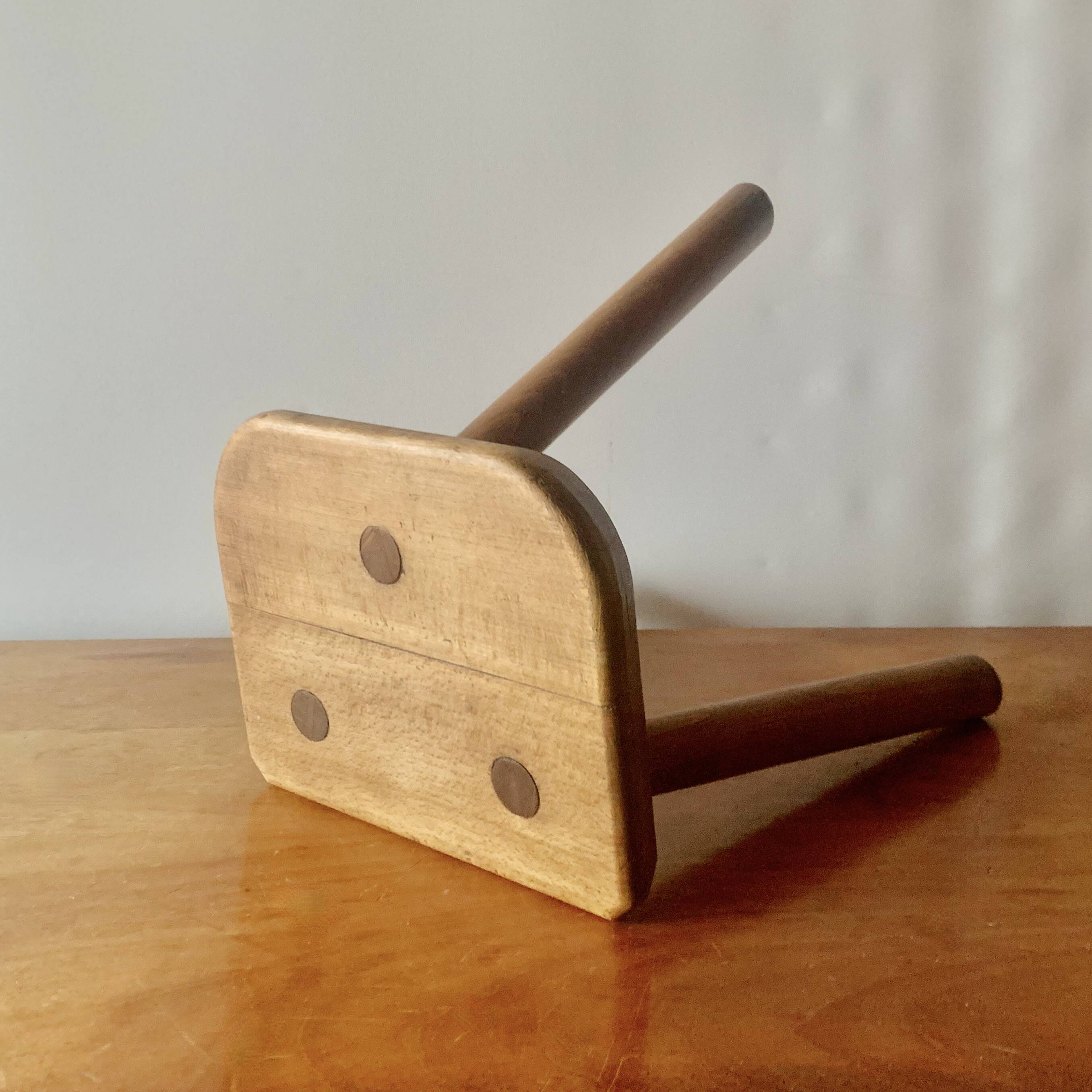 Antique wooden tripod farm stool