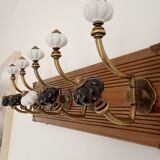Vintage-style wall coat rack – 5 metal hooks & ceramic knobs – 4